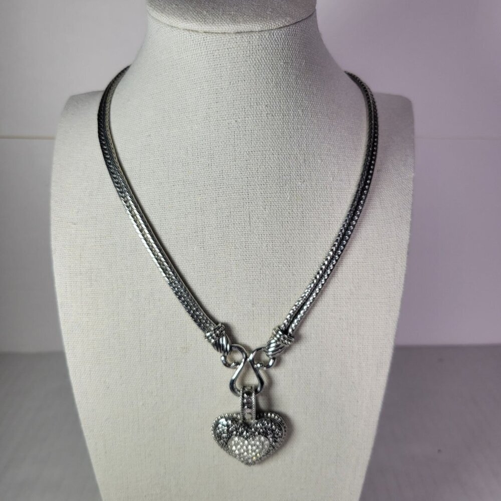 Lia Sophia Love Dust Silver-Tone Double-Strand Necklace With Heart Pendant